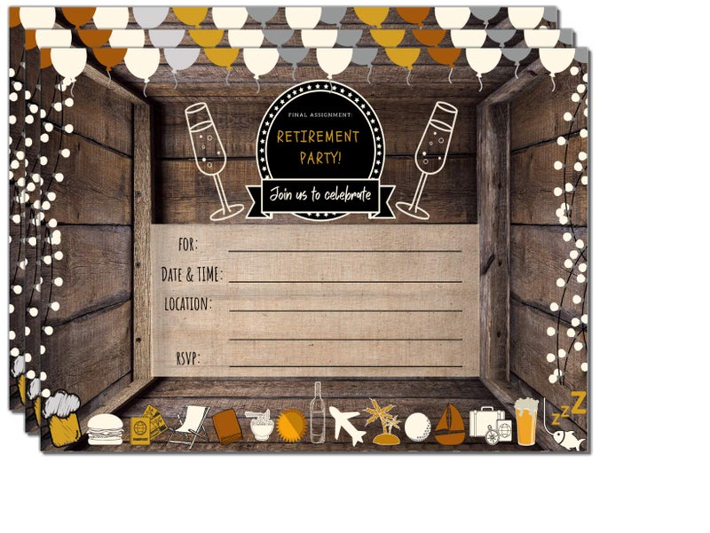 Elcer Retirement Party invitations | Retired Invites cards | 20 Count With Envelopes | Join us Your are Invited Fill In and Country Style Happy Retirement - Image 4